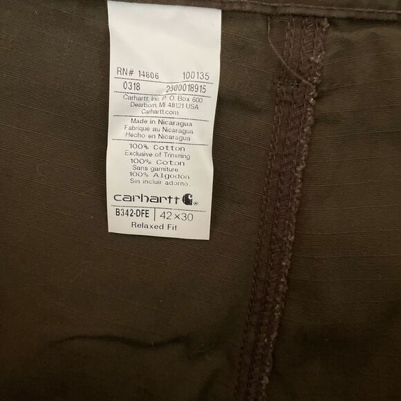 Carhartt B342 DFE Relaxed Fit Ripstop Cargo Work Brown Pants Men's Sz 42x30 - Picture 4 of 8